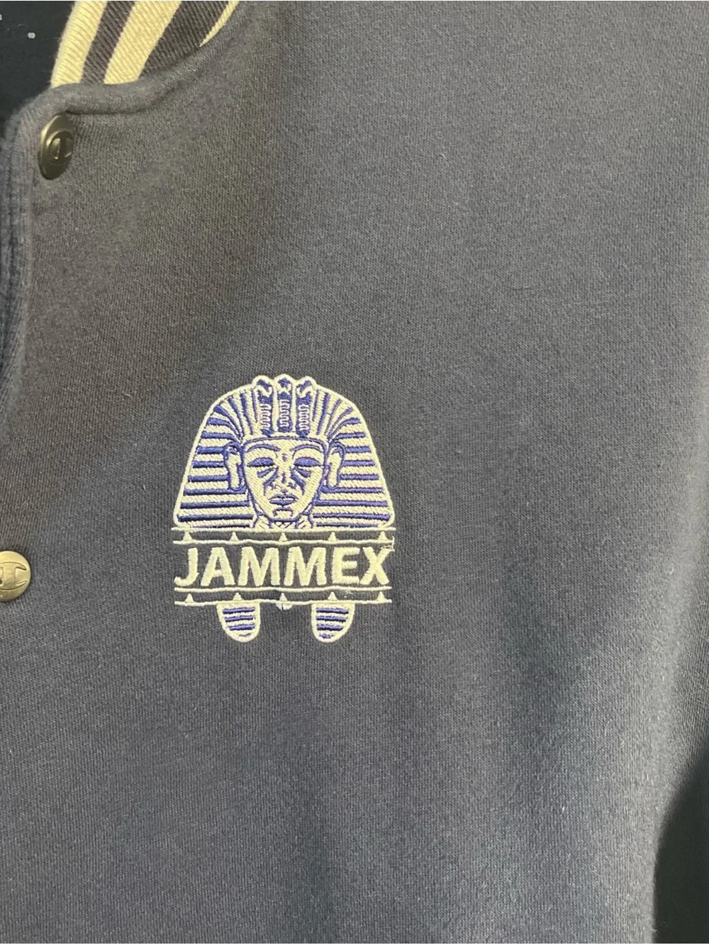 Champion Authentic ActiveWear Jammex Navy Blue Gray jacket Large